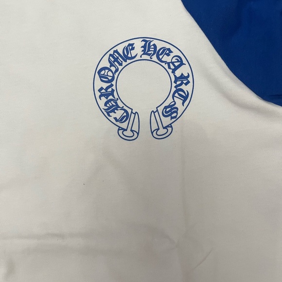 Chrome Hearts Raglan Baseball Long Sleeve Navy White Graphic Tee - Picture 2 of 6